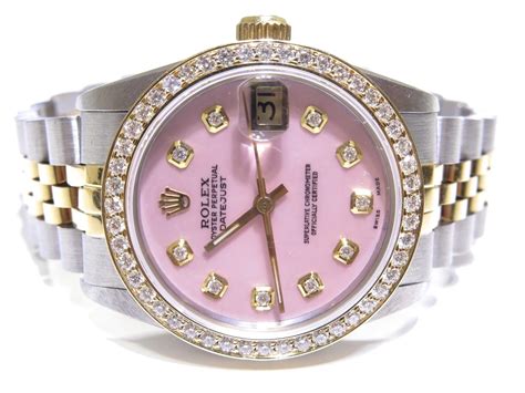 rolex pink diamond dial|pink Rolex watch with diamonds.